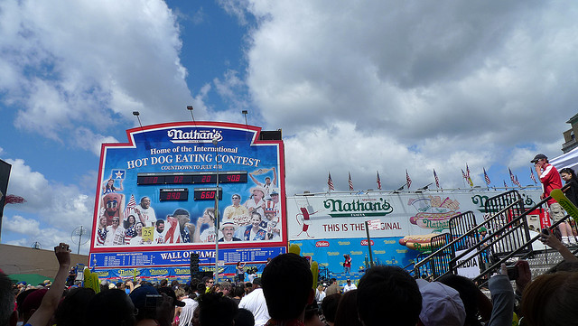 Nathan's famous hot dog eating contest.