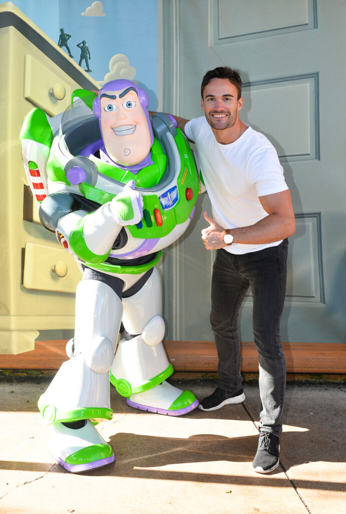 Thom Evans with Buzz Lightyear Disneyland Paris